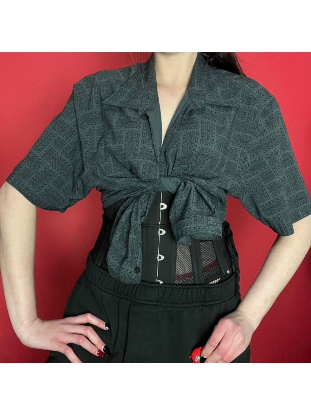 American outback / grey patterned button up 🩶🖤​